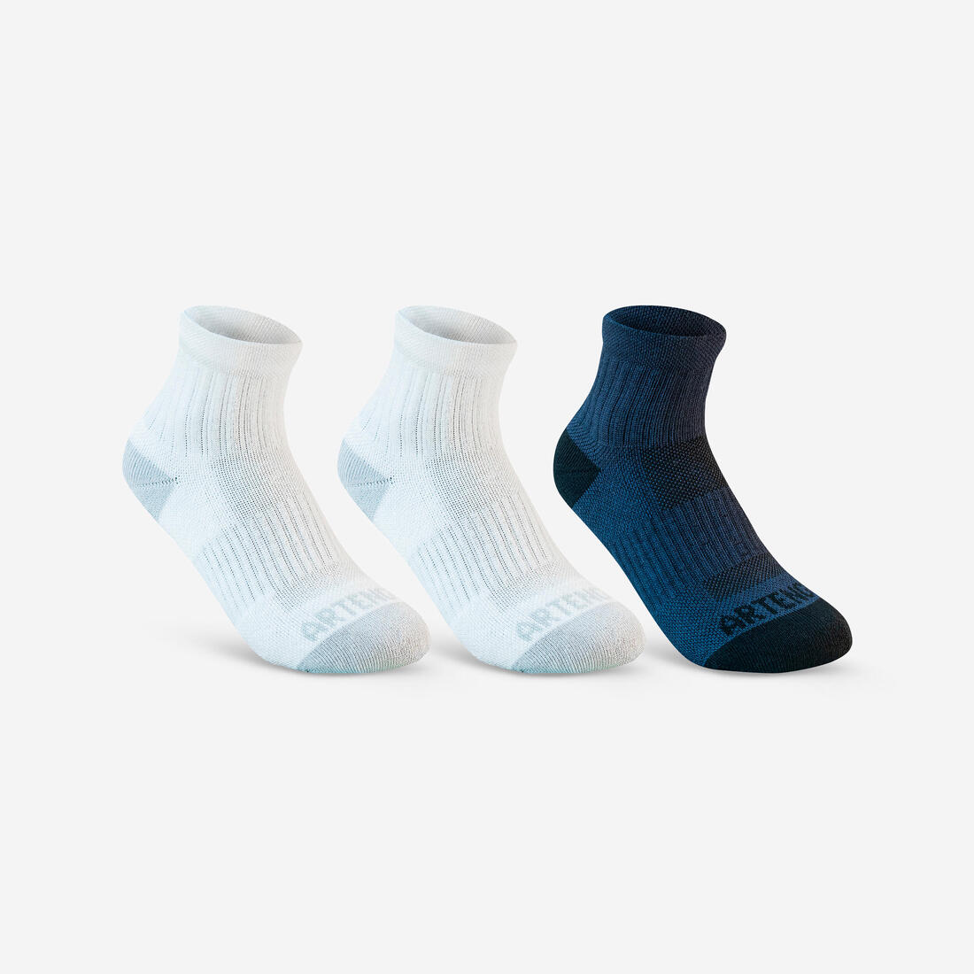 CHAUSSETTES DE SPORT ENFANT MI-HAUTES ARTENGO RS 500 LOT DE 3