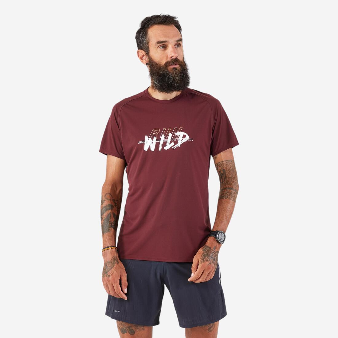 T-shirt de trail running résistant Homme - KIPRUN Run 500 Graph foncé