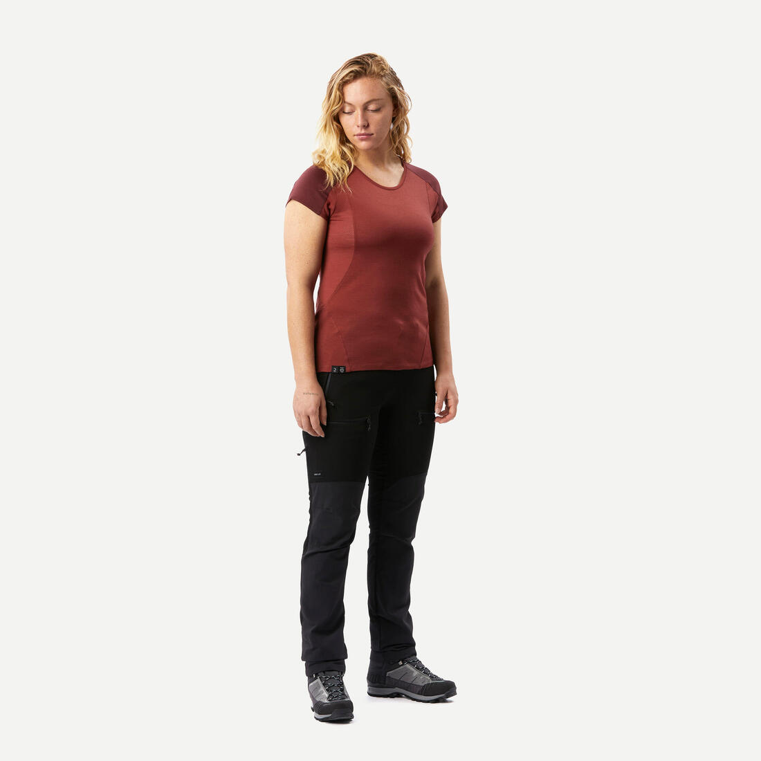 T-shirt de trek manches courtes en laine mérinos - Femme - MT500