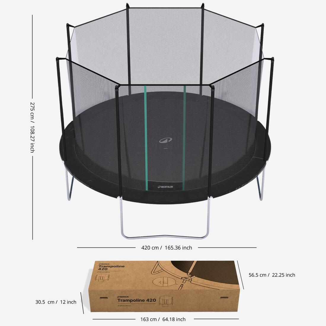 Trampoline 420 avec filet de protection - Montage sans outil