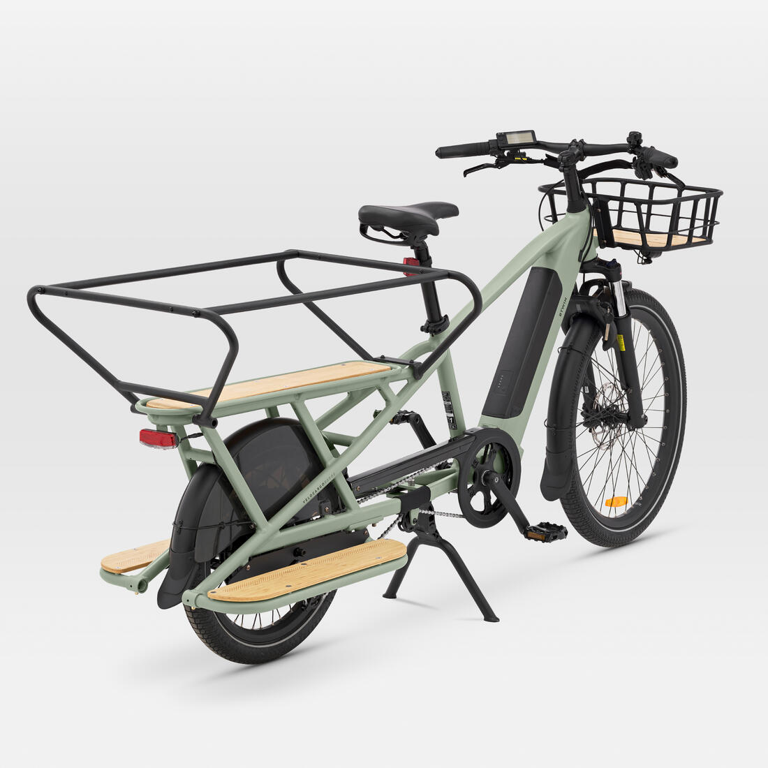 Vélo cargo électrique longtail chargement arrière R500E vert clair