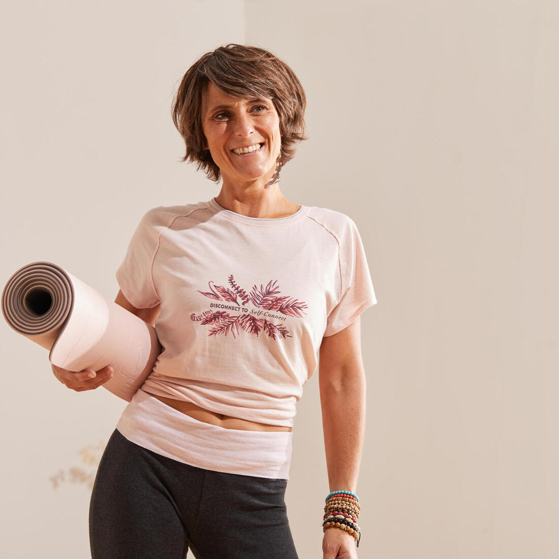 T-shirt yoga doux femme en coton