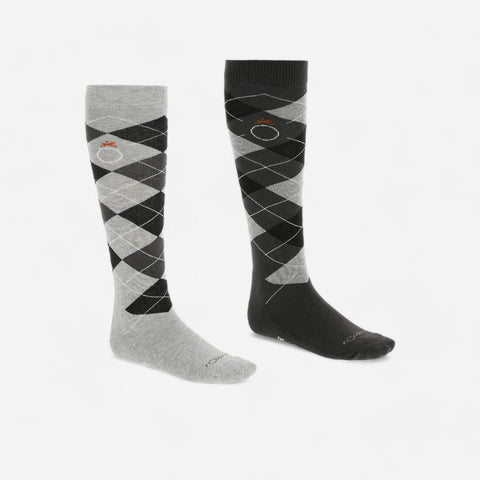 





Chaussettes équitation enfant et adulte LOSANGES gris chiné/bleu ciel  X 2 paire