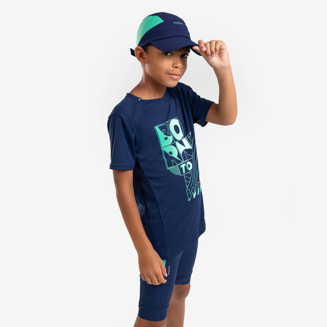 T-shirt de running respirant Enfant - KIPRUN Dry+ 500 marine