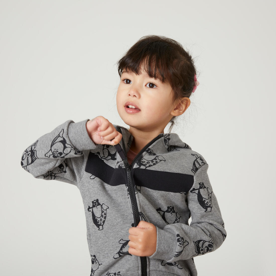 Sweat Zippé bébé - Basique Grise avec motifs