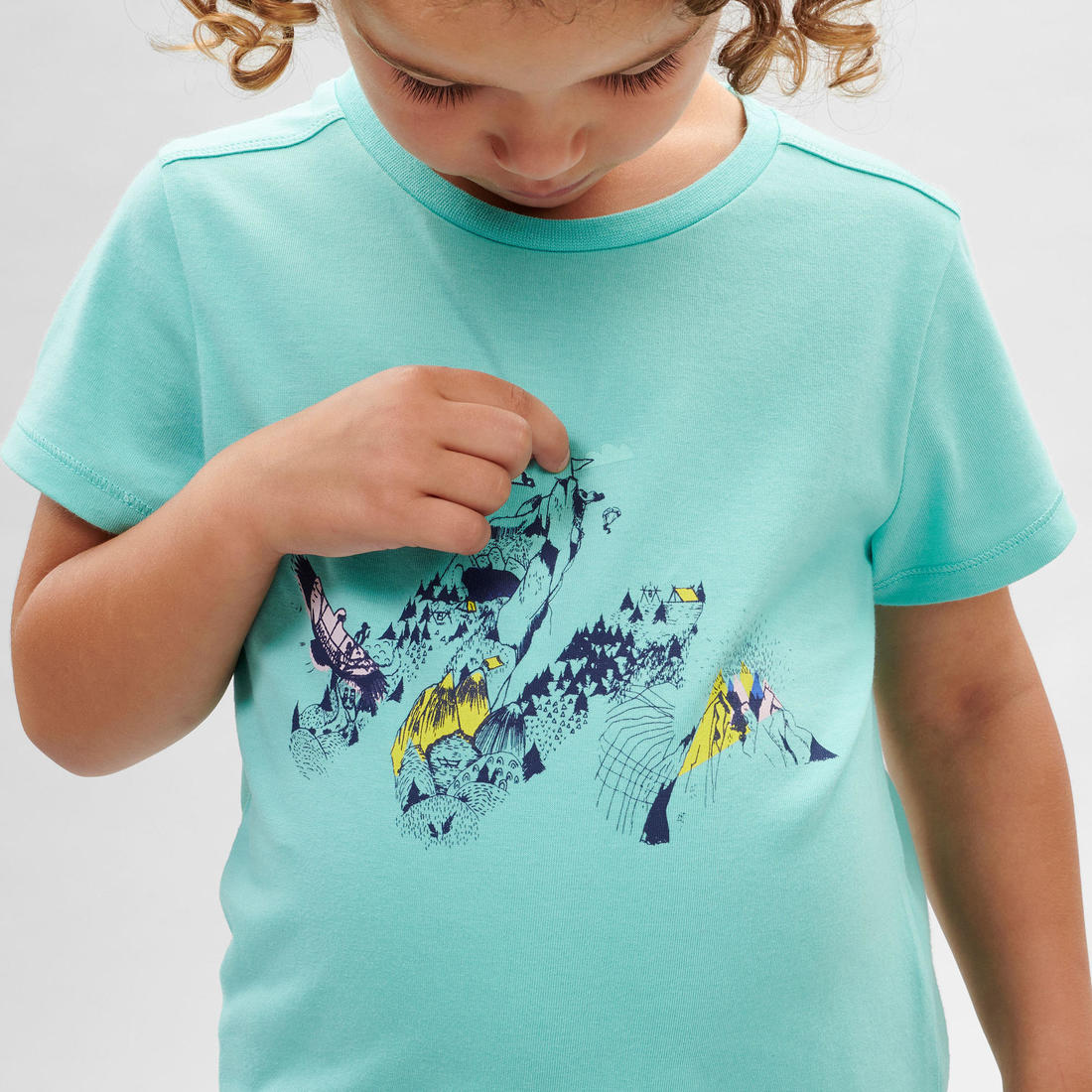 T-shirt de randonnée - MH100 KID turquoise phosphorescent enfant 2-6 ANS