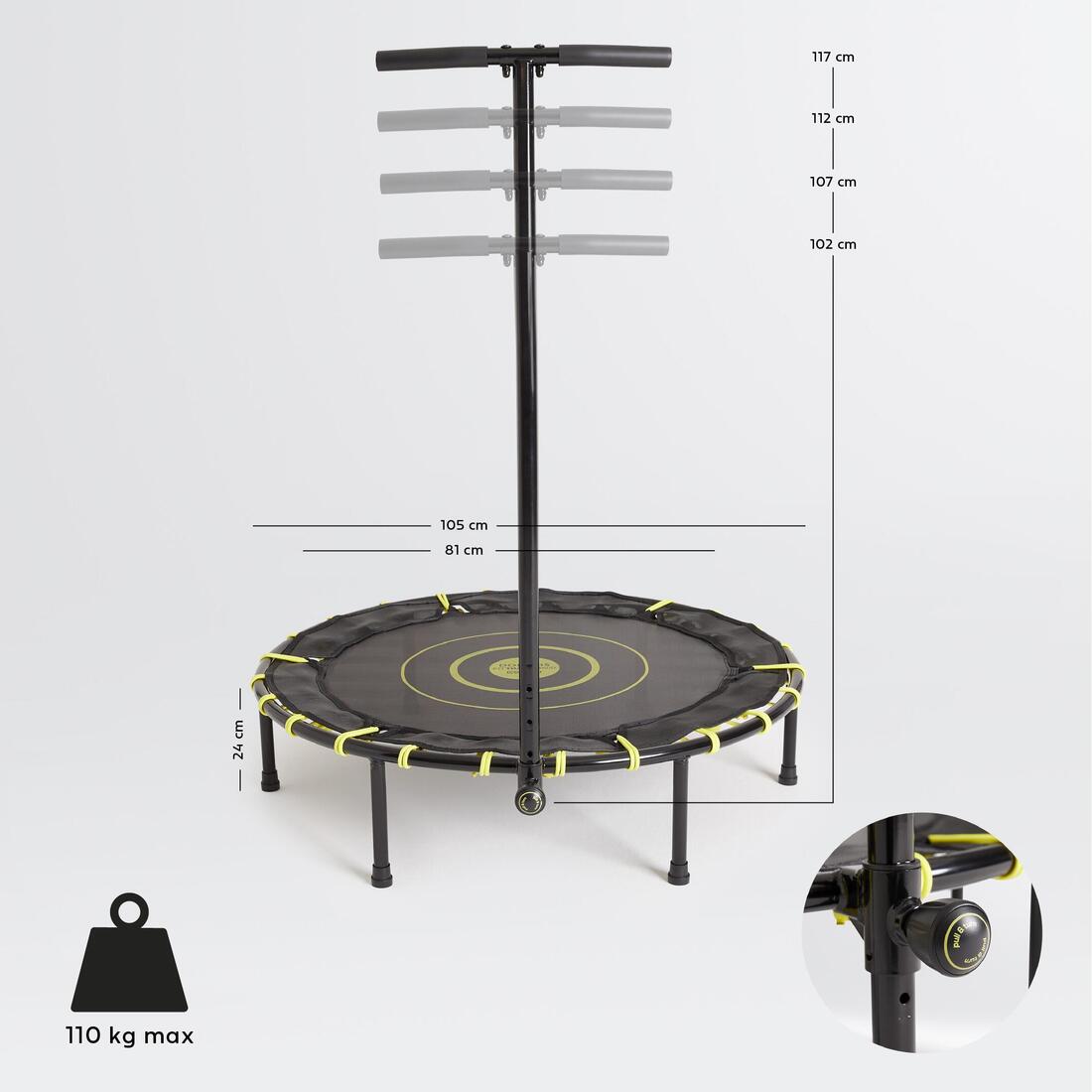 Trampoline fitness FIT TRAMPO500 avec barre frontale