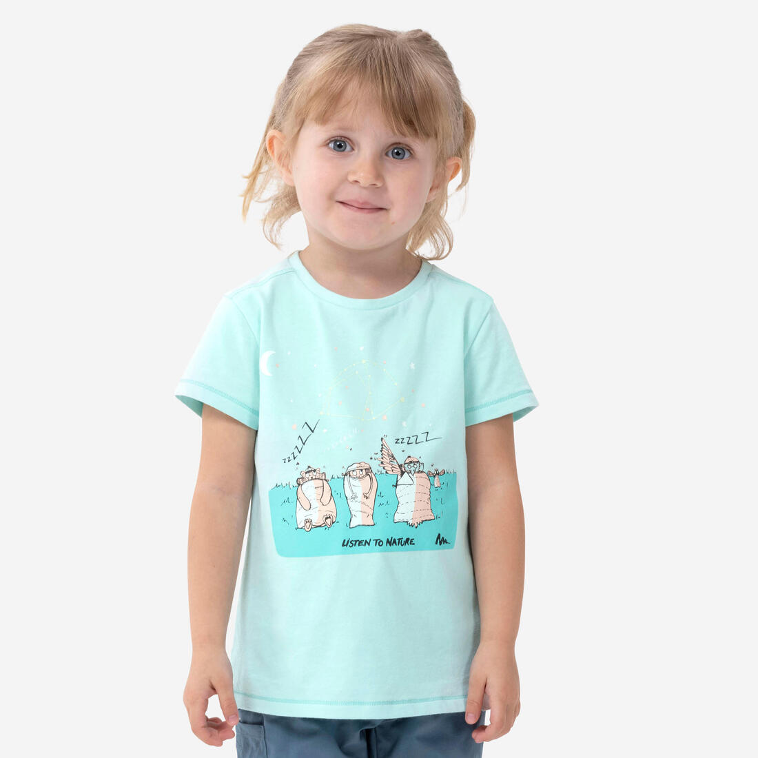 T-shirt de randonnée - MH100 KID turquoise phosphorescent enfant 2-6 ANS