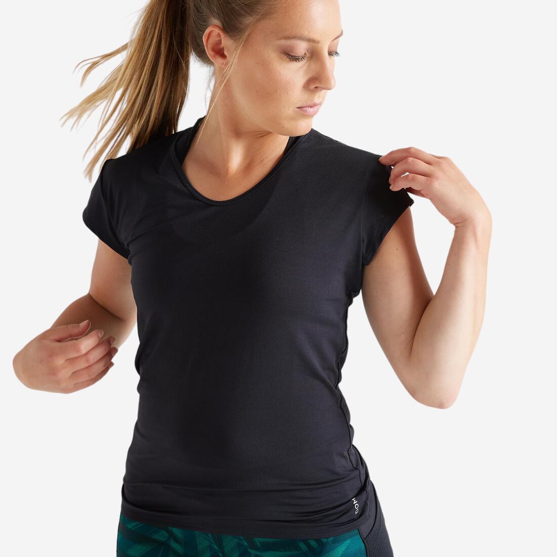 T-shirt slim Col V Fitness Cardio Femme