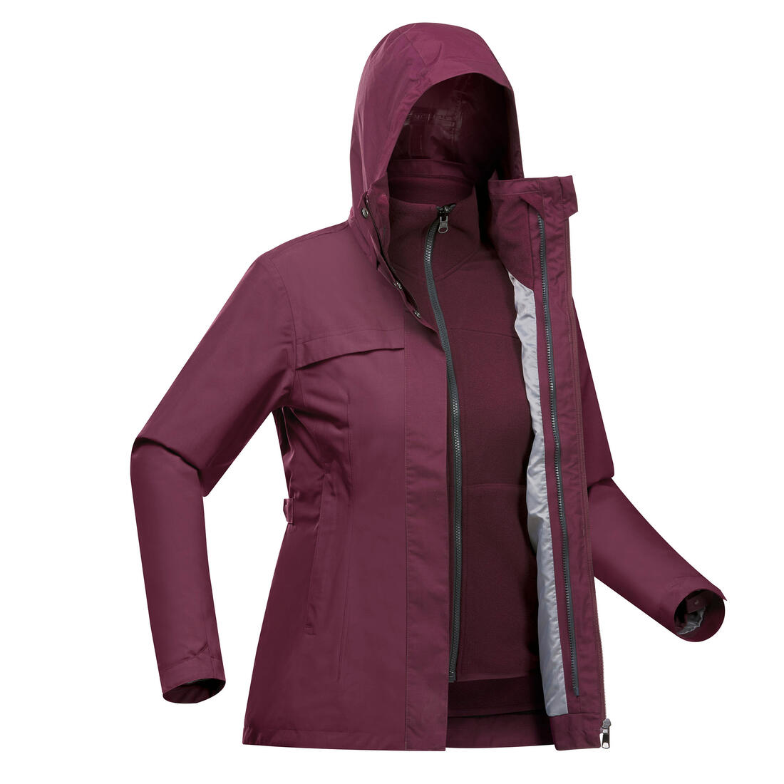 Veste 3en1 imperméable de trek voyage - Travel 100  0° - Femme