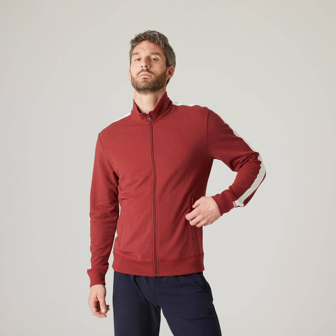 Sweat zippé fitness homme - 500 glacier