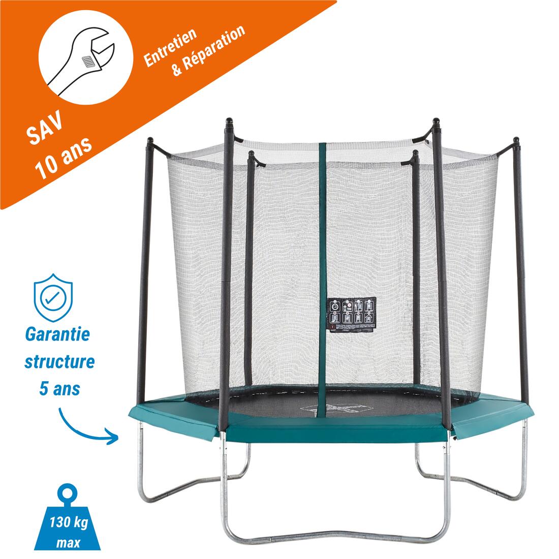 TRAMPOLINE HEXAGONAL 240 AVEC FILET DE PROTECTION