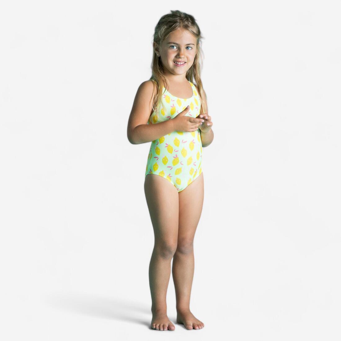 Maillot de bain 1 pièce bébé fille rose imprimé fleurs