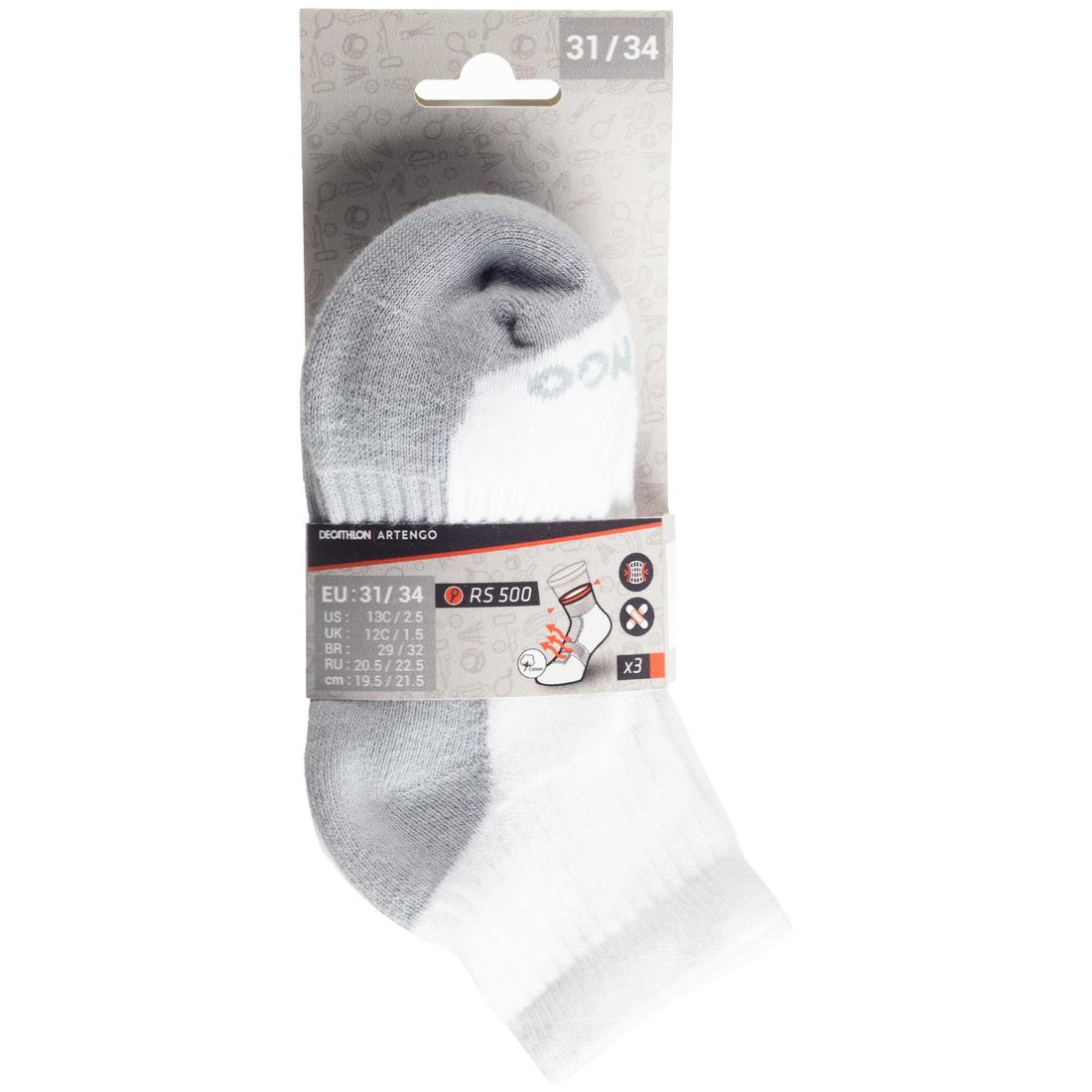 CHAUSSETTES DE SPORT ENFANT MI-HAUTES ARTENGO RS 500 LOT DE 3