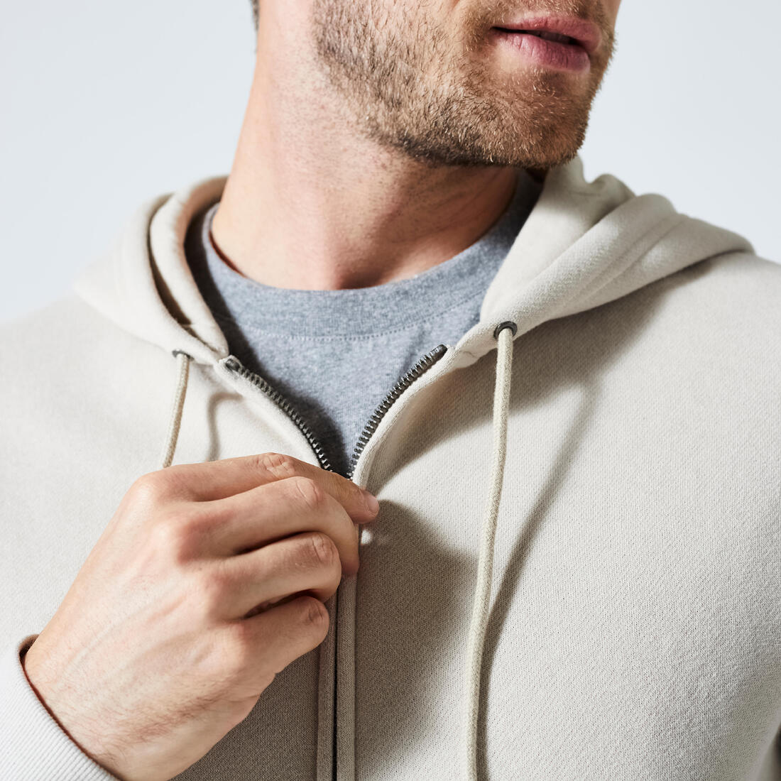 Sweat zippé à capuche de fitness en molleton homme