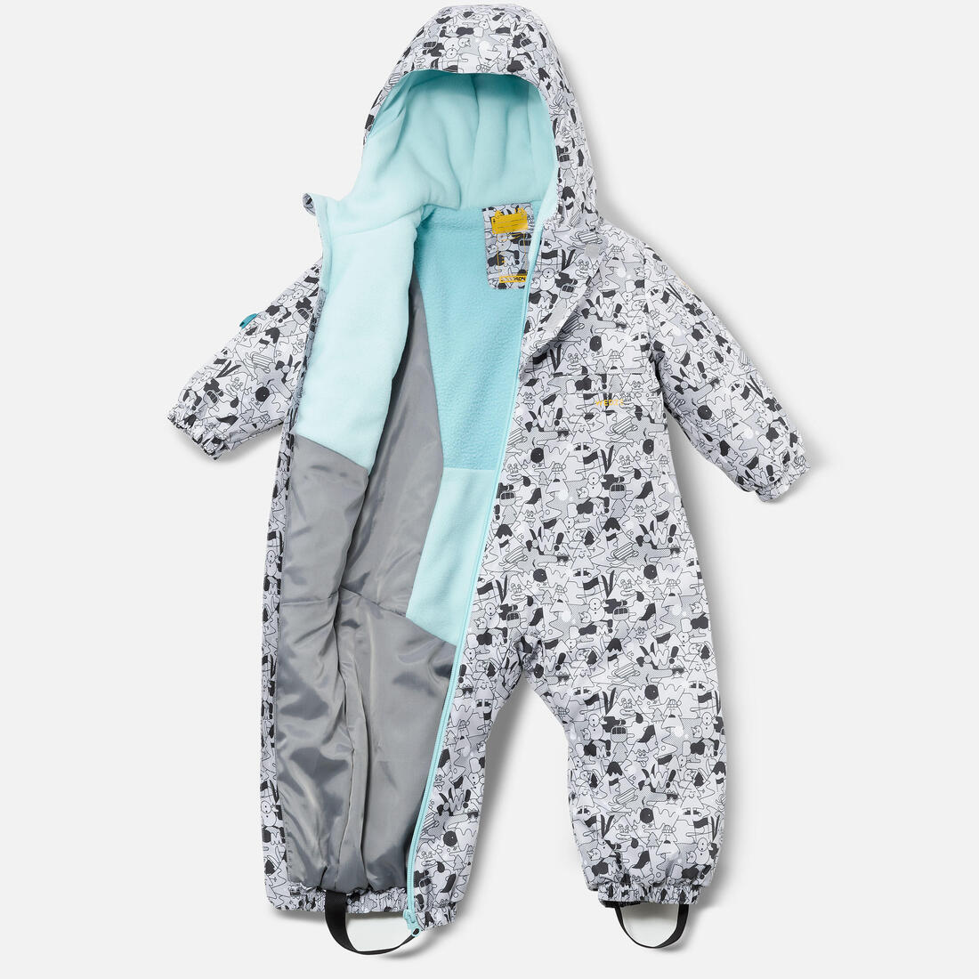 Combinaison ski bébé chaude - 500 warm - motifs gris