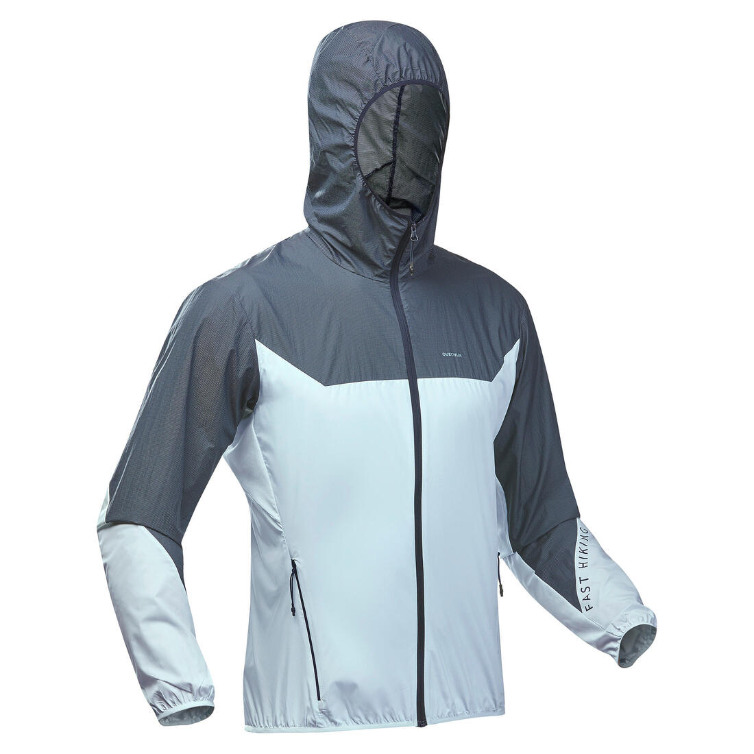 Veste coupe vent de randonnée rapide Homme FH500 Helium wind Grise