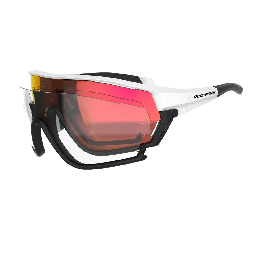 LUNETTES VTT XC RACE BLANCHES VERRES INTERCHANGEABLES CAT 0+3