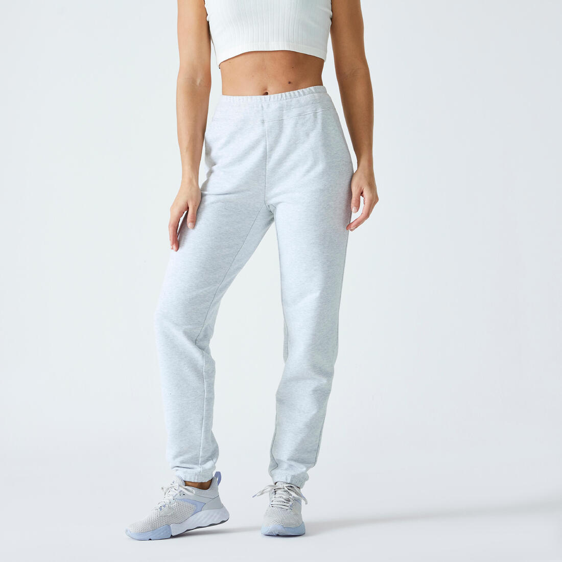 Pantalon Jogging Fitness Femme - 500 Slim Gris pale