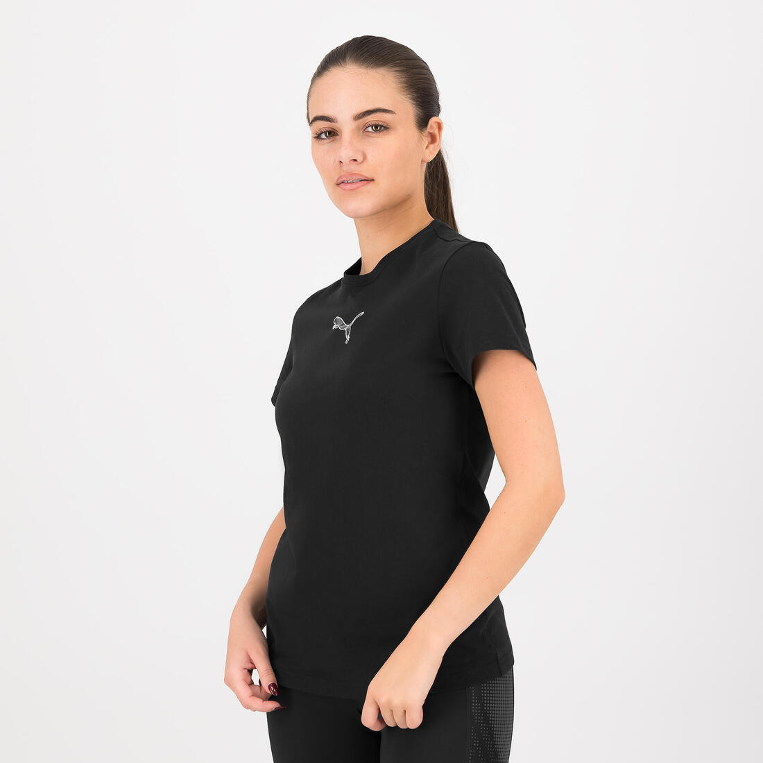 T-shirt PUMA fitness manches courtes coton femme noir