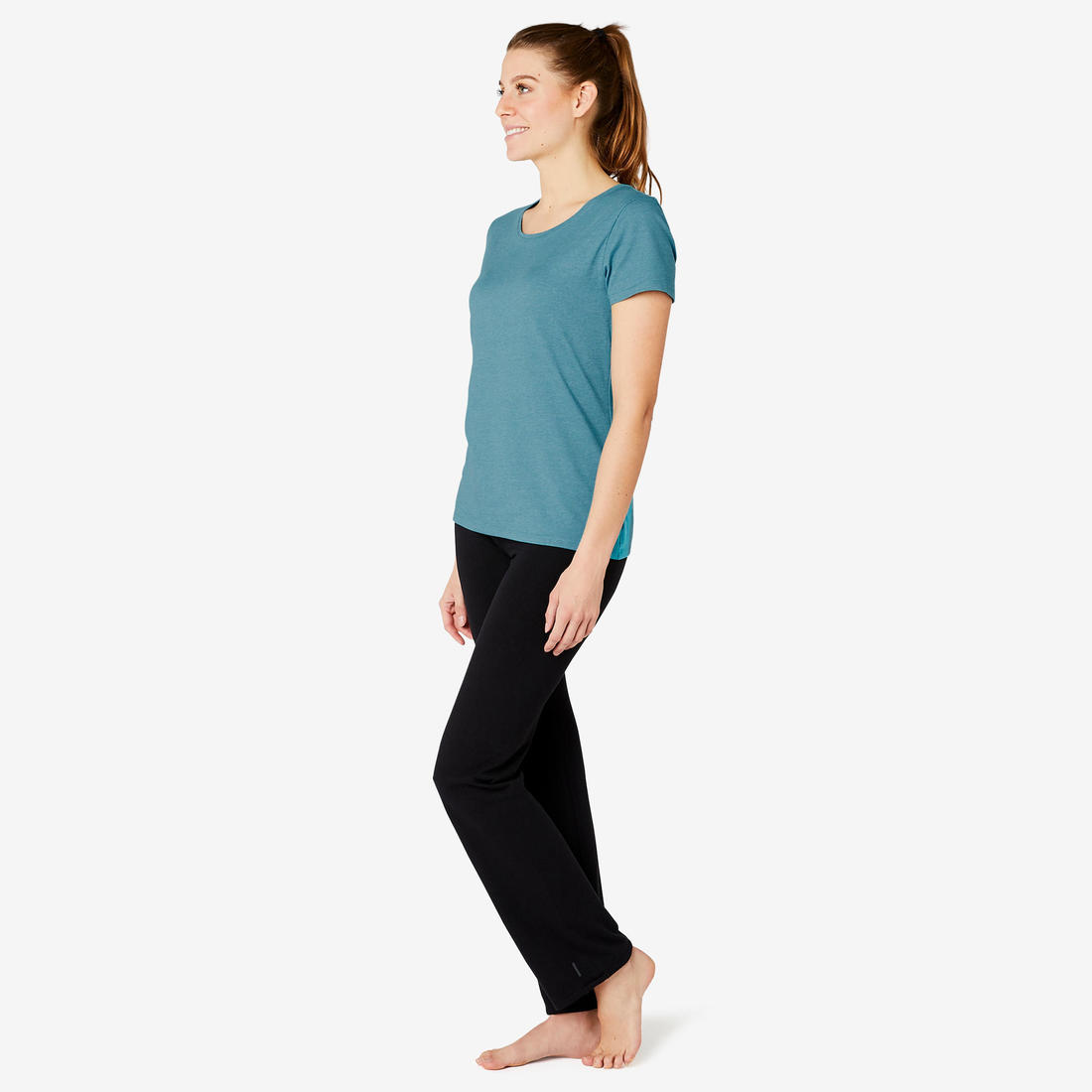 T-Shirt manches courtes régular Gym & Pilates femme bleu chiné