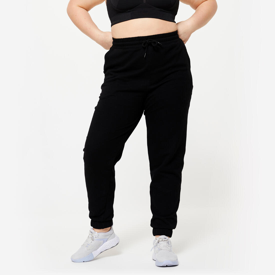 Pantalon regular fitness femme - 500 essentials blanc chiné