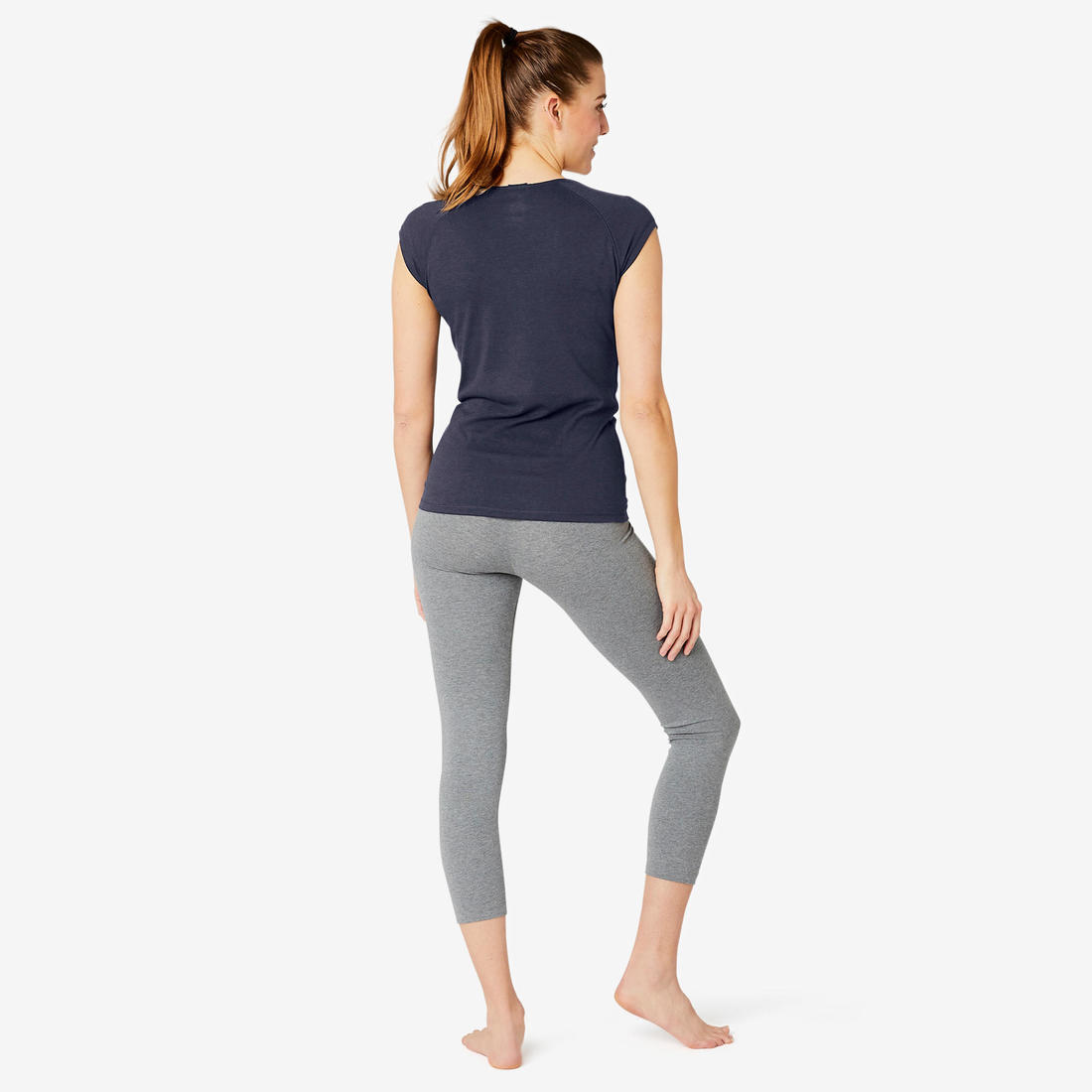 T-shirt manches courtes slim fitness Active femme  gris chiné clair