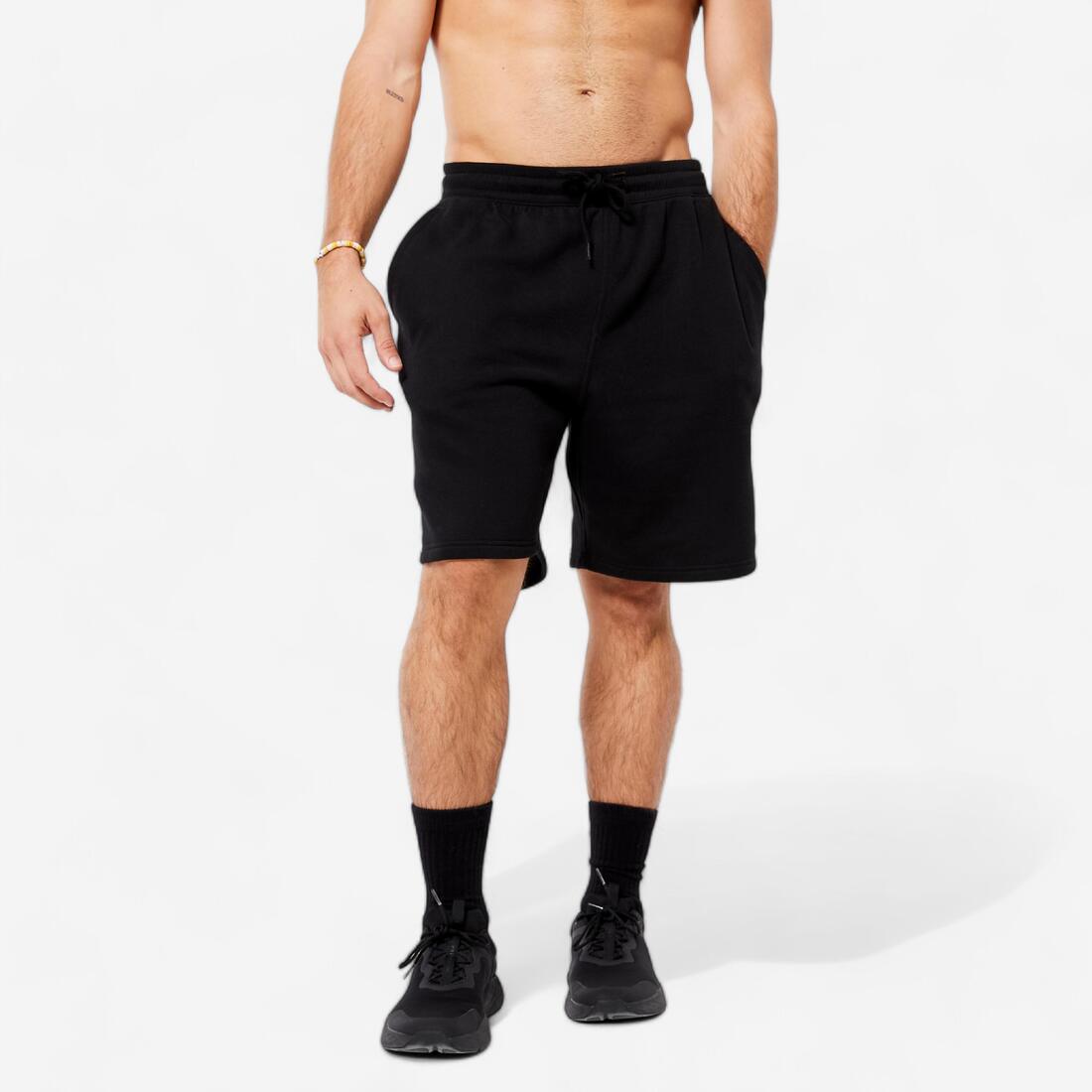 Short de fitness en molleton avec poches homme