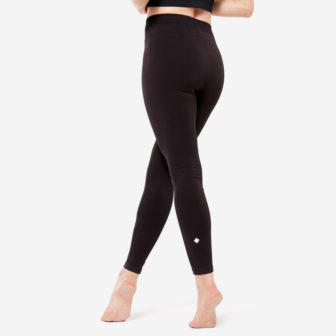 Legging long yoga effet seconde peau taille haute, noir graphite