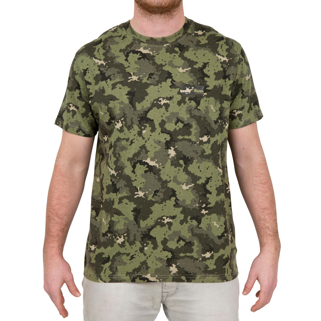 T-shirt manches courtes chasse 100 camouflage woodland