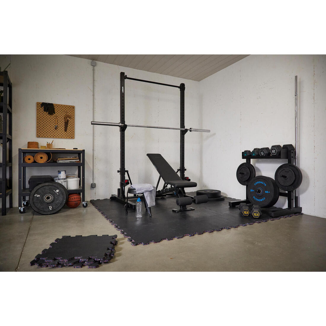 Rack de stockage musculation barres et poids