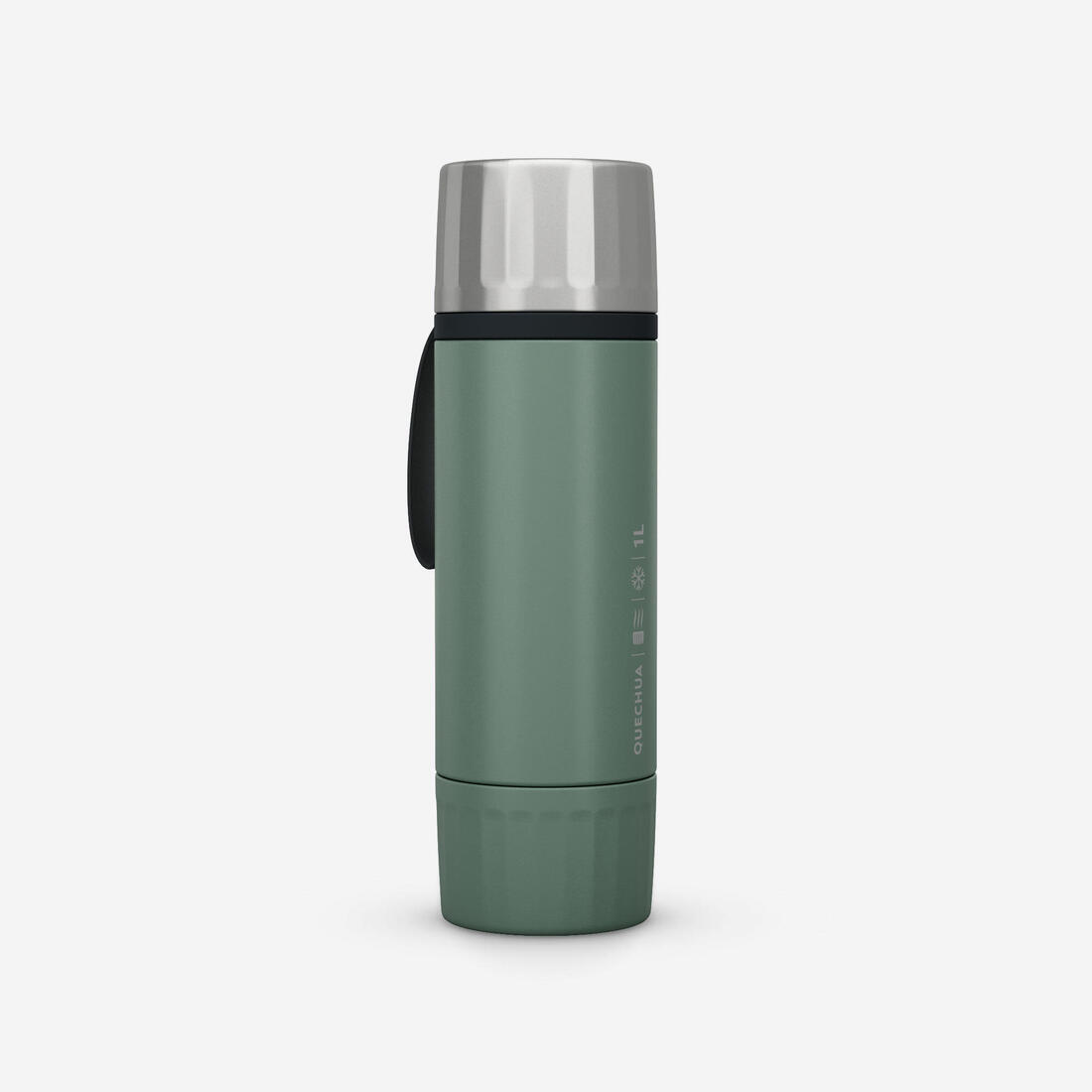 Bouteille 900 isotherme 1L inox de randonnée et camping, bouchon instantané.