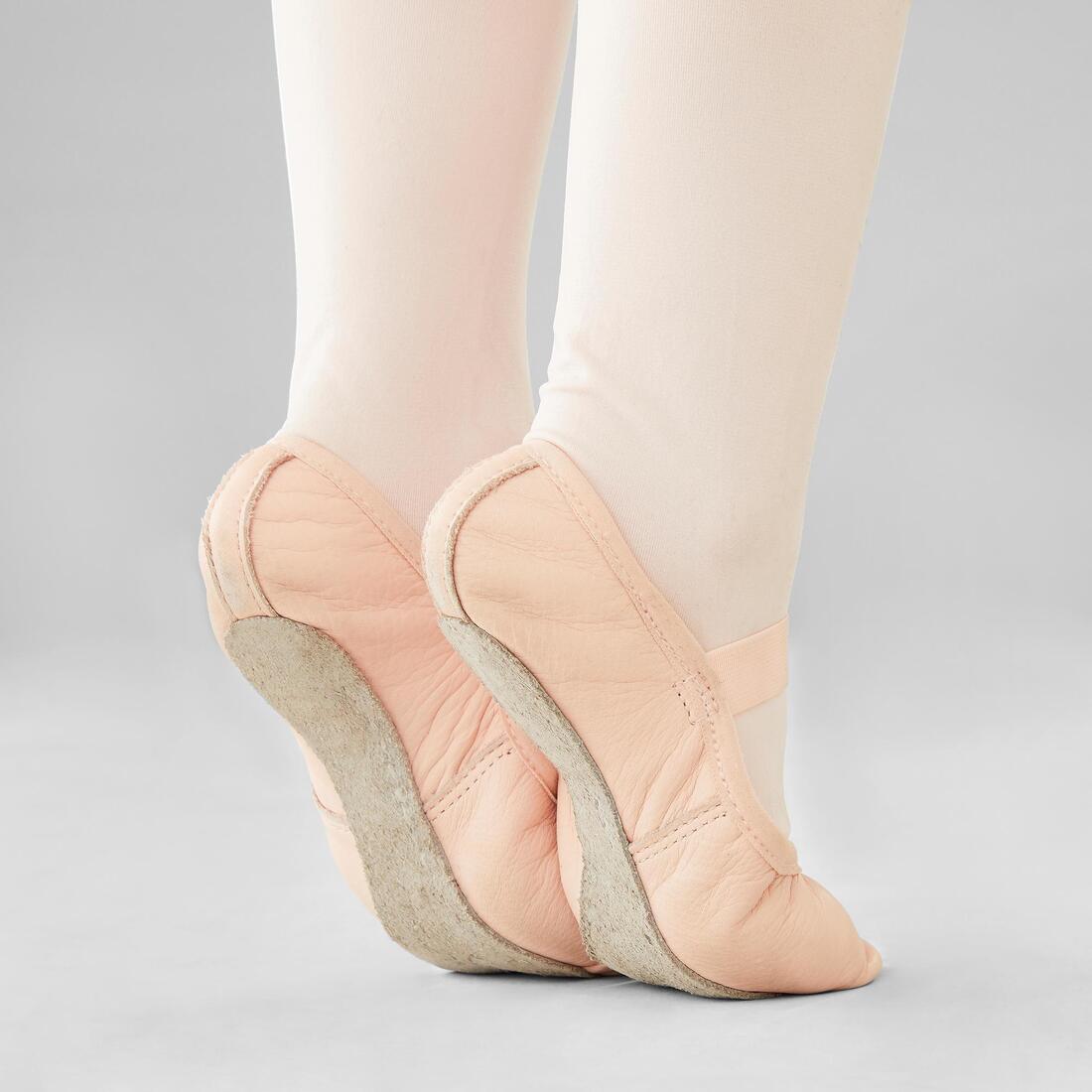 Demi-pointes danse classique cuir semelle entière rose sans lien tailles 25-40