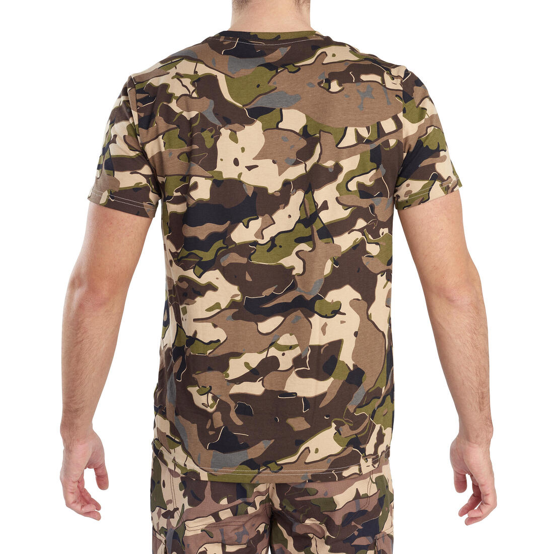 T-shirt manches courtes chasse 100 camouflage woodland