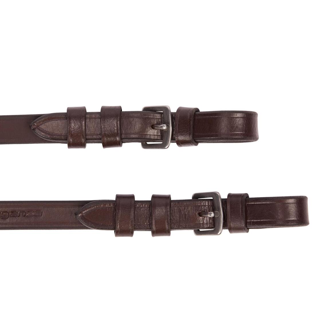 Rênes équitation cuir grip Cheval - 500 marron