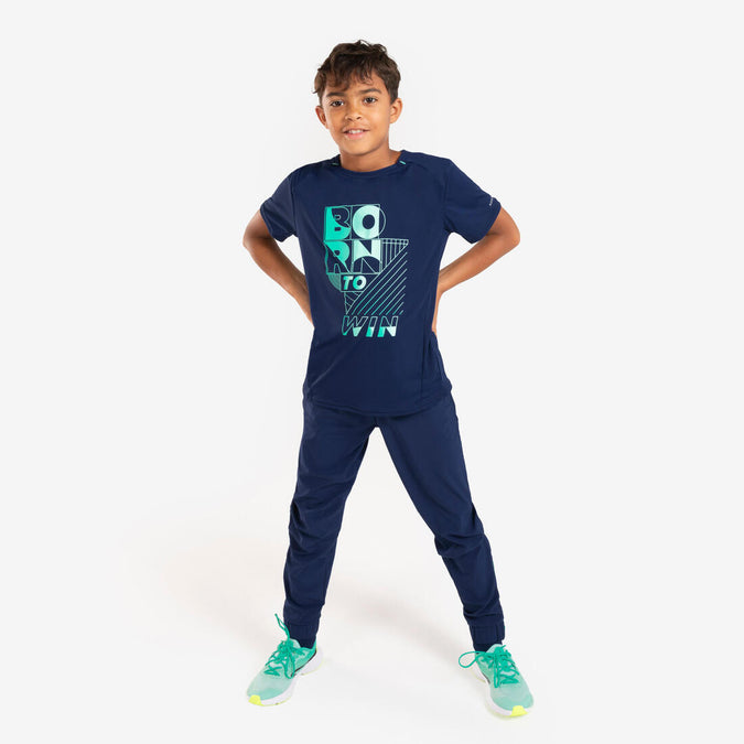 





Pantalon de running avec zip Enfant - KIPRUN DRY+ marine vert, photo 1 of 9