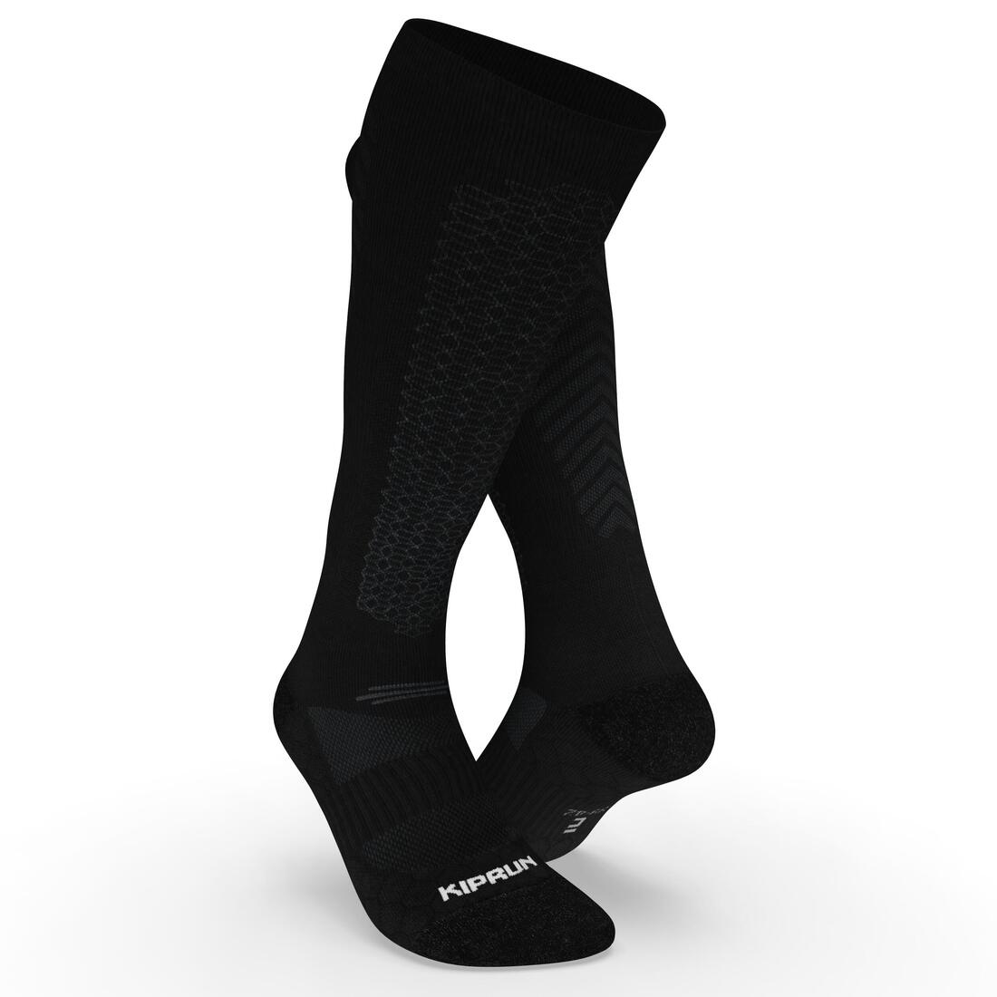 Chaussettes de running run900 laine mérinos hautes noires