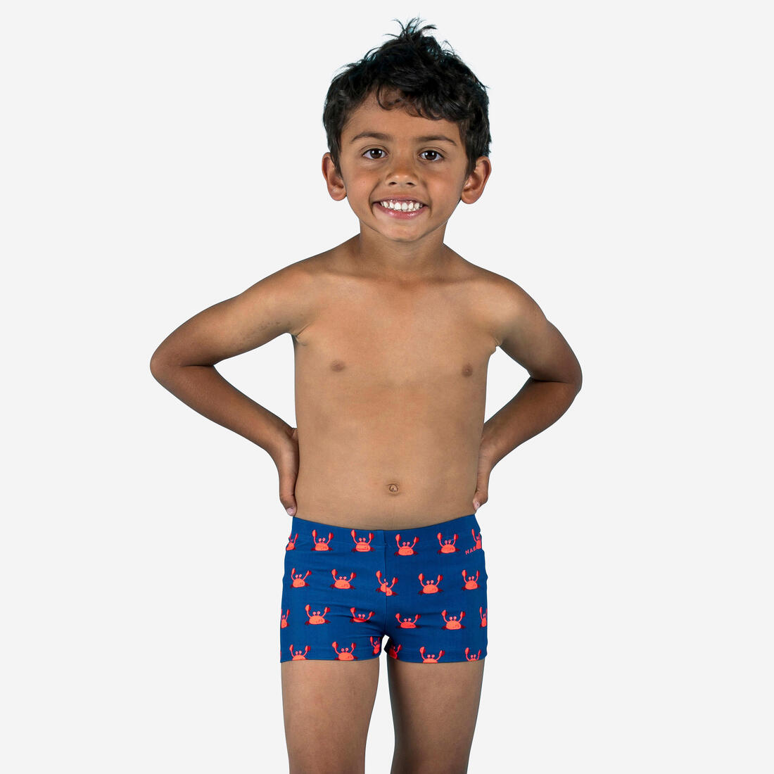 Boxer de bain bébé / enfant bleu imprimé crabes