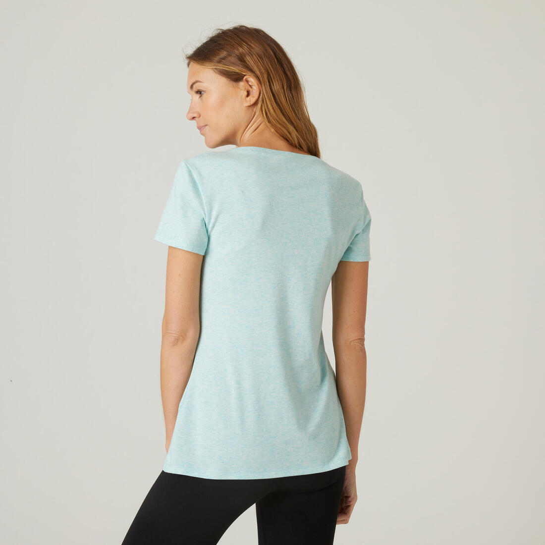 T-Shirt manches courtes régular Gym & Pilates femme bleu chiné