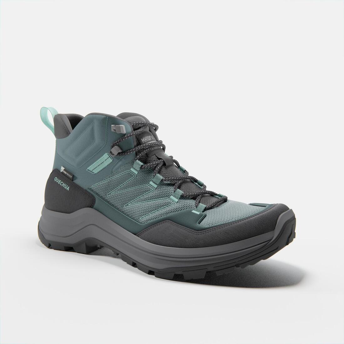 Chaussures imperméables de randonnée montagne - MH100 Mid Vert - Femme