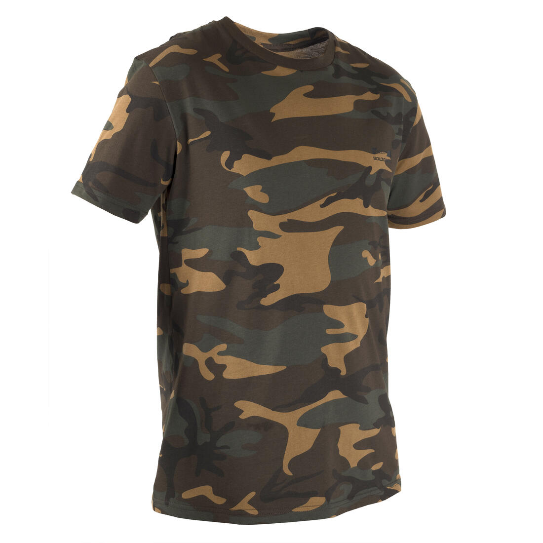 T-shirt manches courtes chasse 100 camouflage woodland