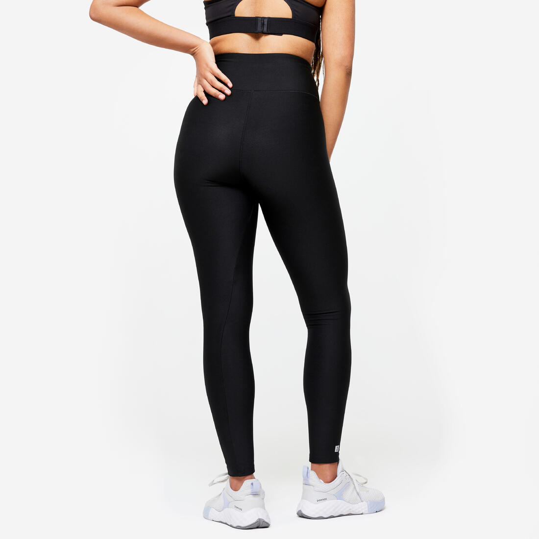 Legging de fitness taille haute femme, noir fumé