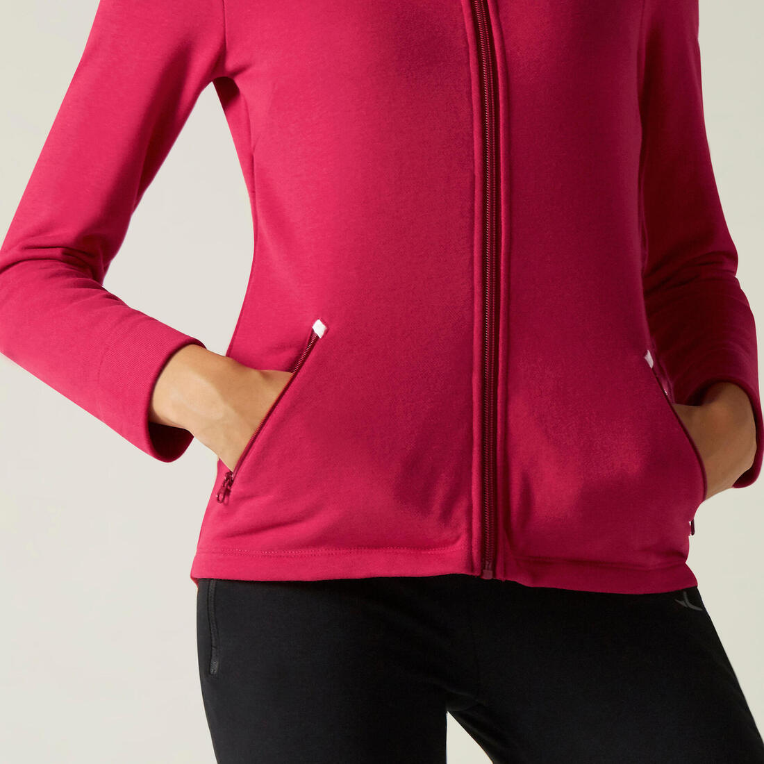 Sweat Zippé col haut Fitness  Rose