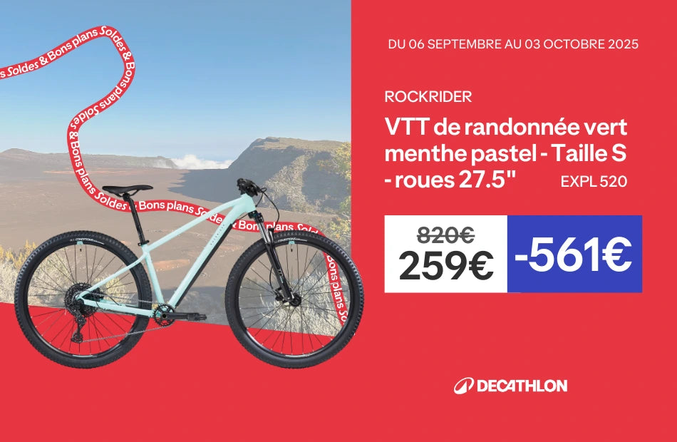 Vélo VTT randonnée expl 520 à 259€ au lieu de 820€ - Du 06 septembre au 03 octobre