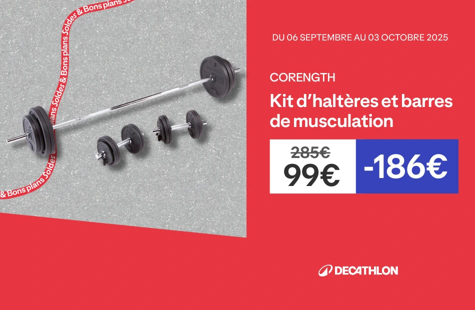 Kit d'haltères et barres de musculation a 99€ au lieu de 285€ - Du 06 septembre au 03 octobre