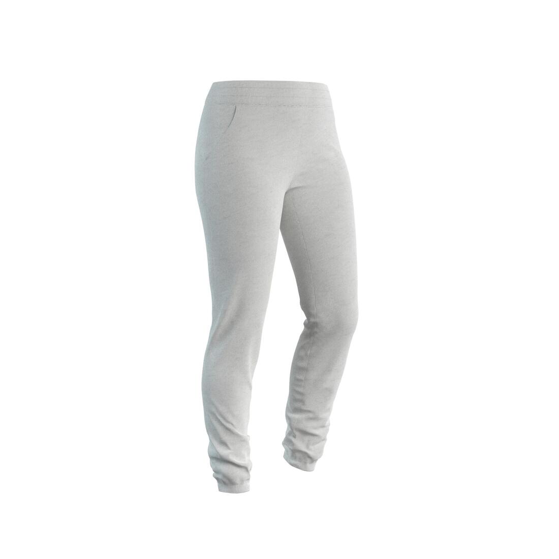 Pantalon Jogging Fitness Femme - 500 Slim Gris pale