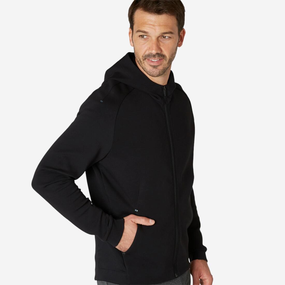 Sweat zippé à capuche fitness Homme - 500