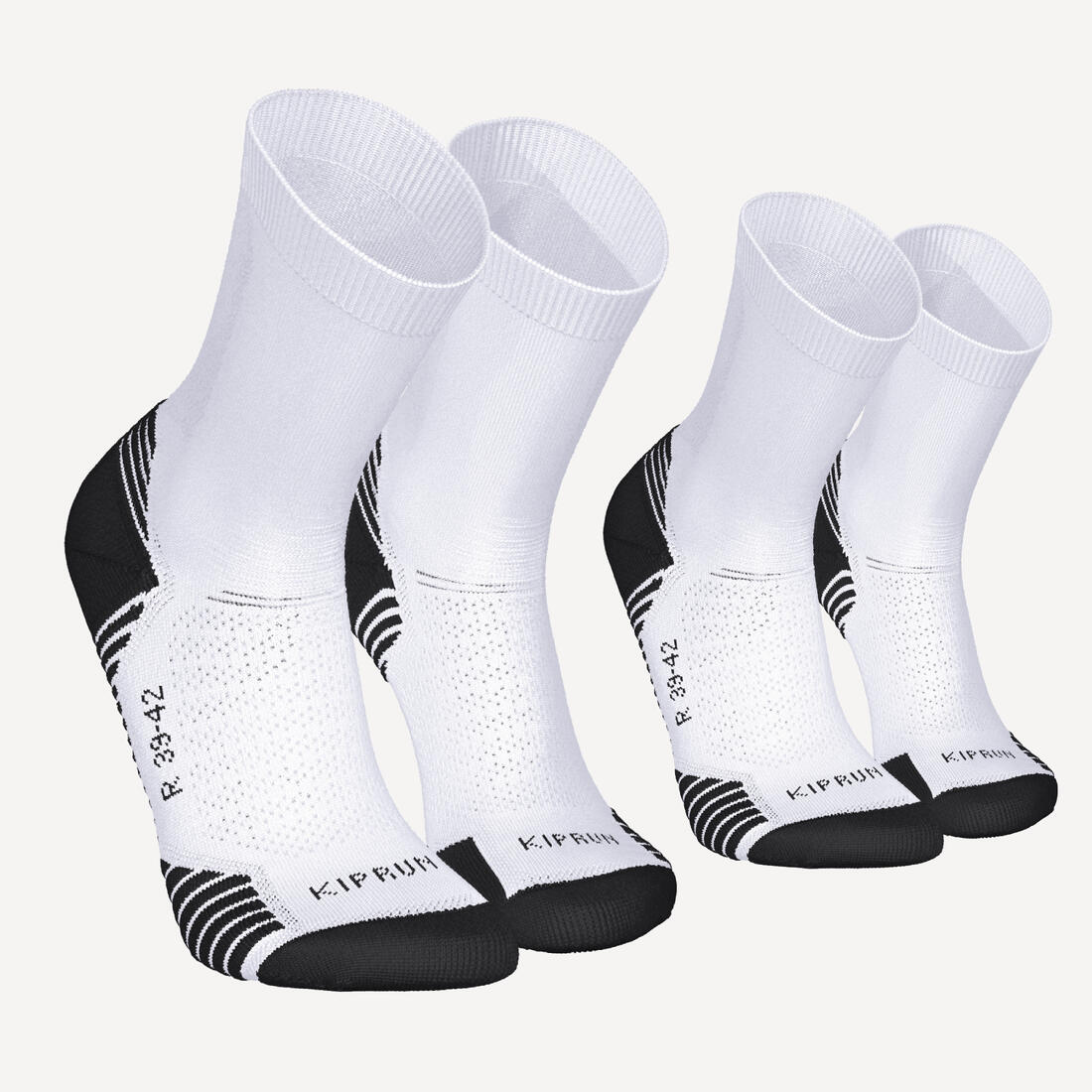 Lot de 2 paires de chaussettes de running run500 epaisses mi-mollet