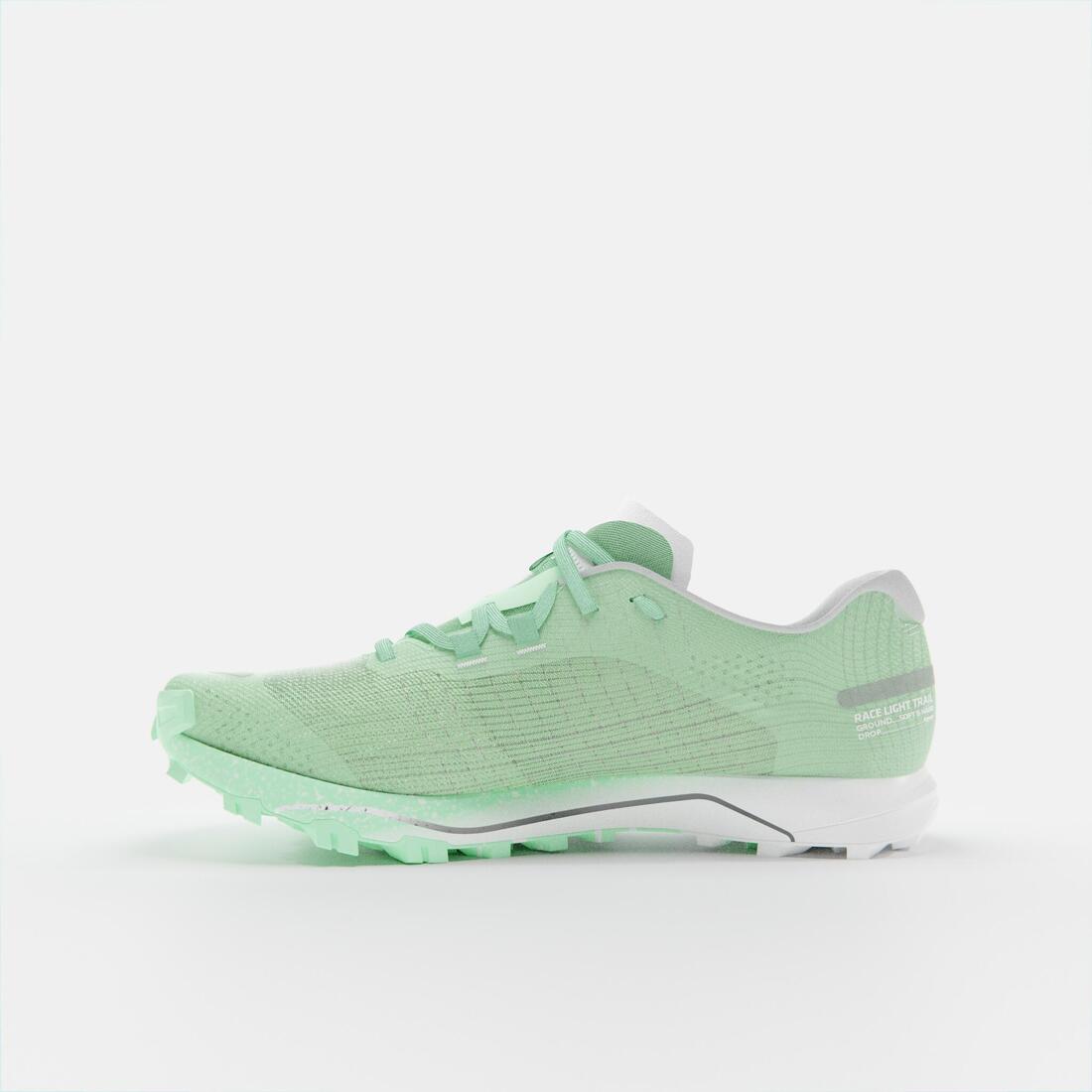 Chaussures trail running compétition femme - kiprun race light vert clair