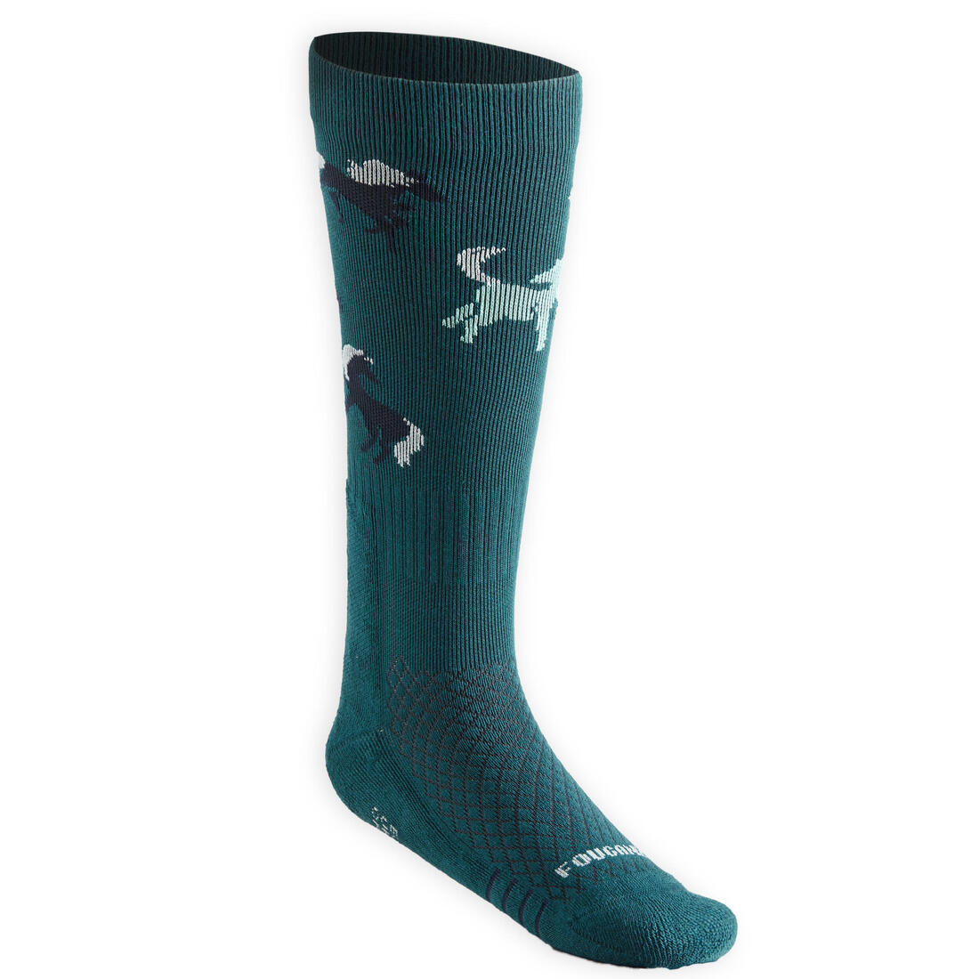 Chaussettes d'équitation enfant sks 500 motifs poneys marine et rose. lot de 2